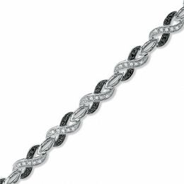 0.33 CT. T.W. Black and White Diamond "X" Bracelet in Sterling Silver