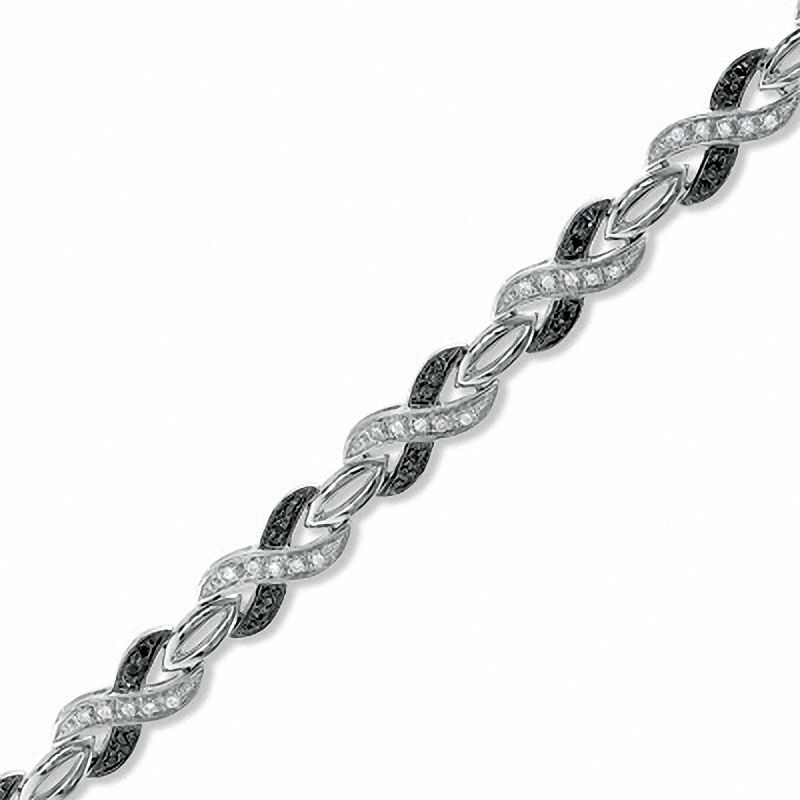 0.33 CT. T.W. Black and White Diamond "X" Bracelet in Sterling Silver