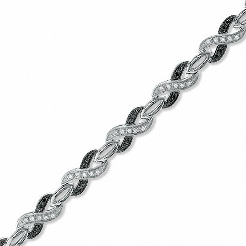 0.33 CT. T.W. Black and White Diamond "X" Bracelet in Sterling Silver|Peoples Jewellers