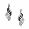 Thumbnail Image 1 of 0.50 CT. T.W. Enhanced Black and White Diamond Wave Drop Earrings in Sterling Silver