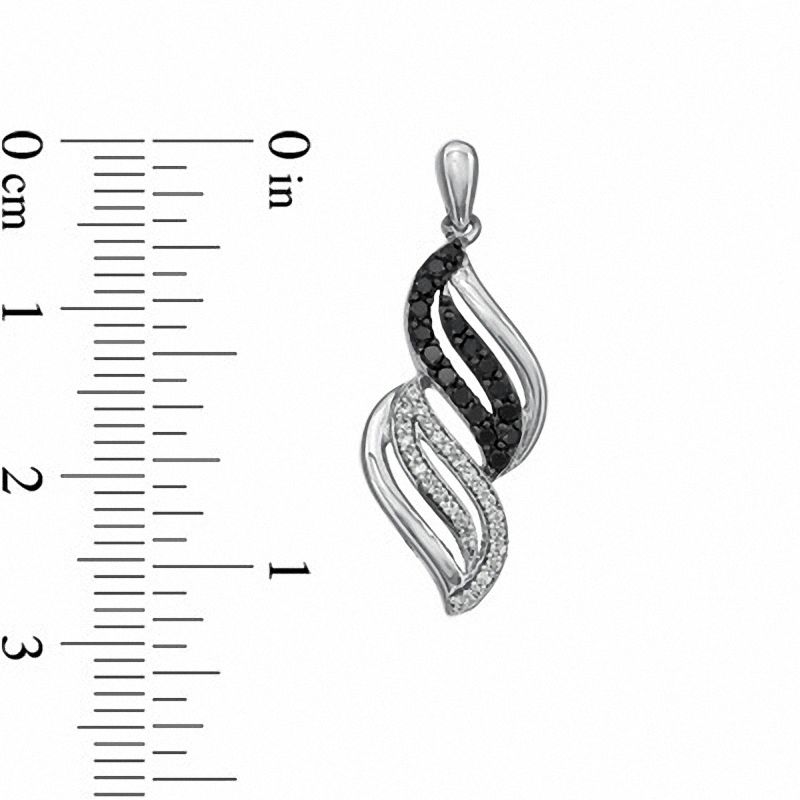 Main Image 2 of 0.50 CT. T.W. Enhanced Black and White Diamond Wave Drop Earrings in Sterling Silver