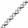 Thumbnail Image 1 of 0.10 CT. T.W. Black and White Diamond Heart Bracelet in Sterling Silver