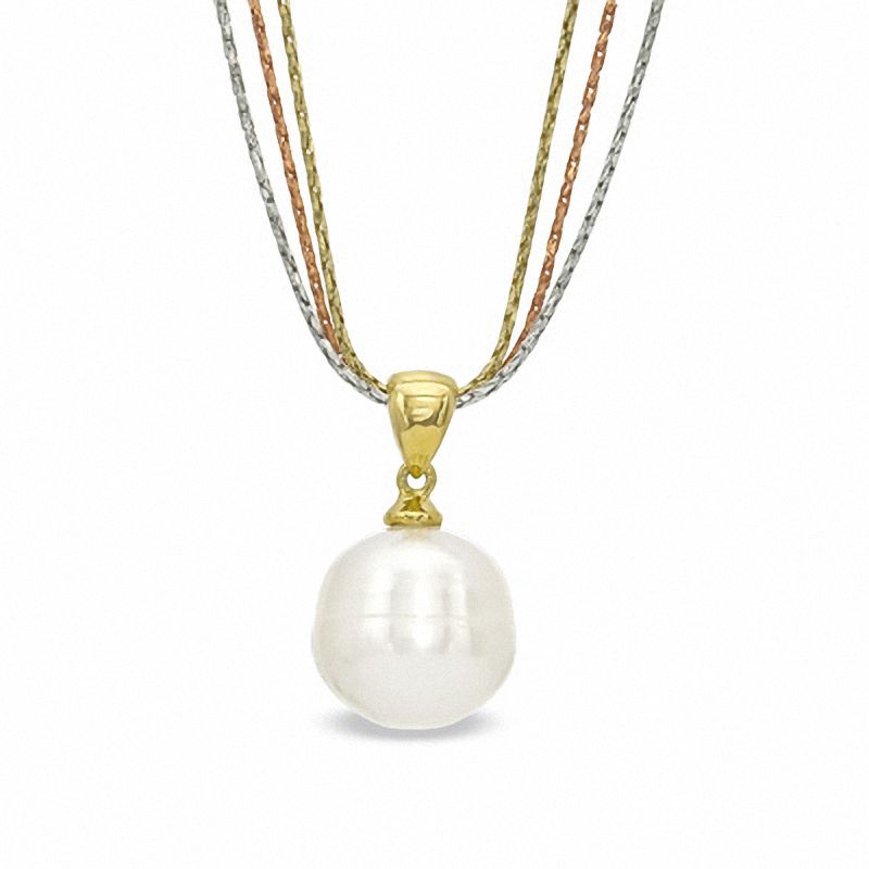 Honora 12.0 - 13.0mm Cultured Freshwater Pearl Pendant in Sterling Silver and 18K Gold Plate|Peoples Jewellers