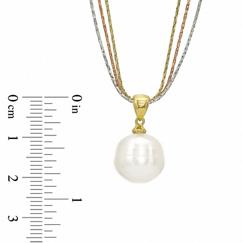 Main Image 2 of Honora 12.0-13.0mm Freshwater Cultured Pearl Pendant in Sterling Silver and 18K Gold Plate