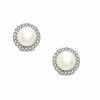 Thumbnail Image 1 of Honora 5.5-6.0mm Freshwater Cultured Pearl and 0.11 CT. T.W. Diamond Frame Earrings in Sterling Silver
