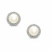 Thumbnail Image 0 of Honora 5.5 - 6.0mm Cultured Freshwater Pearl and 0.11 CT. T.W. Diamond Frame Earrings in Sterling Silver