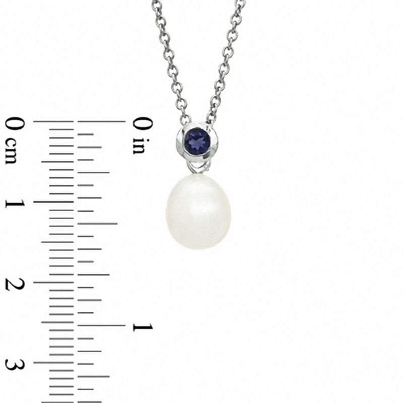 Main Image 2 of Honora 8.0-8.5mm Freshwater Cultured Pearl and Iolite Pendant and Earrings Set in Sterling Silver