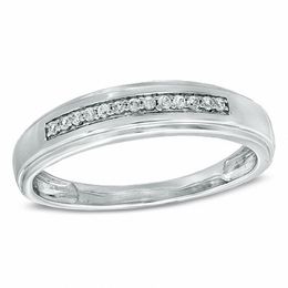 0.10 CT. T.W. Diamond Wedding Band in 10K White Gold