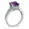 Thumbnail Image 2 of Princess-Cut Amethyst and 0.27 CT. T.W. Diamond Ring in 10K White Gold