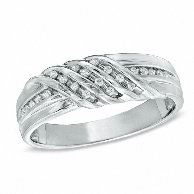 Men's 0.10 CT. T.W. Diamond Band in Sterling Silver|Peoples Jewellers