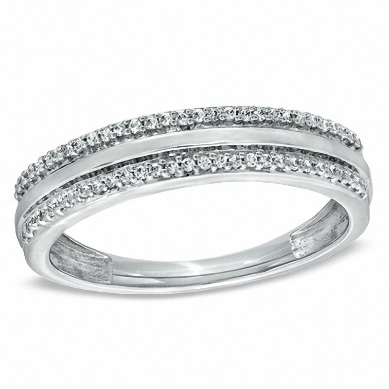 Men's 0.20 CT. T.W. Diamond Edge Wedding Band in 10K White Gold|Peoples Jewellers