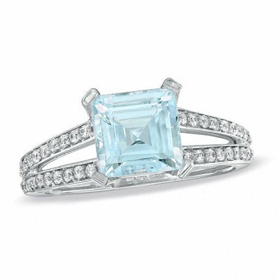 Princess cut sales aquamarine ring