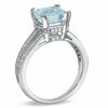 Thumbnail Image 2 of Princess-Cut Aquamarine and 0.25 CT. T.W. Diamond Ring in 10K White Gold