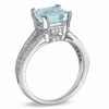 Thumbnail Image 1 of Princess-Cut Aquamarine and 0.25 CT. T.W. Diamond Ring in 10K White Gold