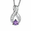 Thumbnail Image 0 of 4.0mm Amethyst and 0.10 CT. T.W. Diamond Infinity Loop Pendant in Sterling Silver