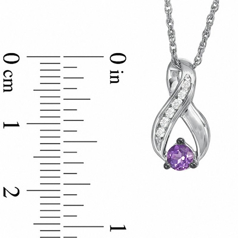 4.0mm Amethyst and 0.10 CT. T.W. Diamond Infinity Loop Pendant in Sterling Silver