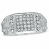 Thumbnail Image 1 of Men's 0.50 CT. T.W. Square-Shaped Multi-Diamond Ring in Sterling Silver