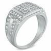 Thumbnail Image 2 of Men's 0.50 CT. T.W. Square-Shaped Multi-Diamond Ring in Sterling Silver