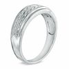 Thumbnail Image 2 of Men's 0.10 CT. T.W. Diamond Double Row Wedding Band in Sterling Silver