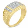 Thumbnail Image 1 of Men's 0.50 CT. T.W. Square-Shaped Multi-Diamond Ring in Sterling Silver with 14K Gold Plate