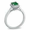 Thumbnail Image 1 of Princess-Cut Lab-Created Emerald and 0.15 CT. T.W. Diamond Engagement Ring in 10K White Gold