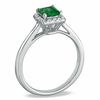 Thumbnail Image 2 of Princess-Cut Lab-Created Emerald and 0.15 CT. T.W. Diamond Engagement Ring in 10K White Gold