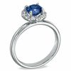 Thumbnail Image 1 of Blue Lab-Created Sapphire and 0.25 CT. T.W. Diamond Engagement Ring in 10K White Gold