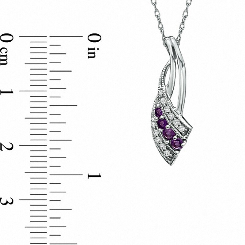 Main Image 2 of Journey Amethyst and Diamond Accent Pendant in 10K White Gold