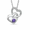 Tanzanite and Diamond Accent Double Heart Pendant in Sterling Silver