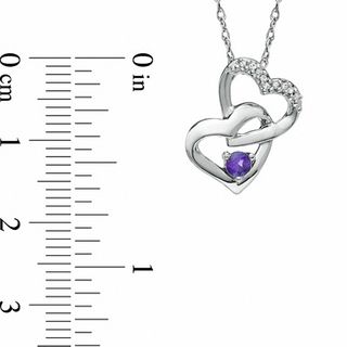 Tanzanite and Diamond Accent Double Heart Pendant in Sterling Silver