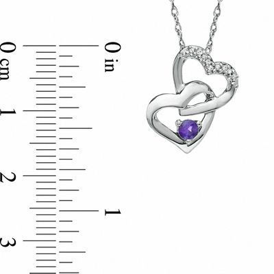 Tanzanite and Diamond Accent Double Heart Pendant in Sterling Silver