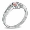 Thumbnail Image 2 of Pink Lab-Created Sapphire and 0.07 CT. T.W. Diamond Heart Split Shank Promise Ring in Sterling Silver