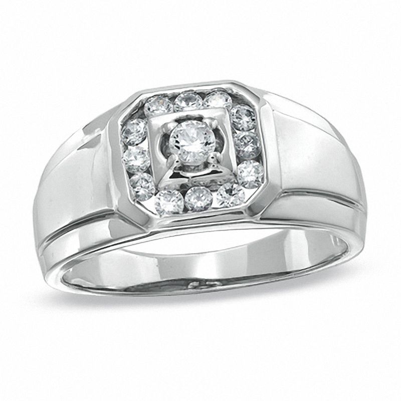 Men's 0.50 CT. T.W. Diamond Frame Ring in 10K White Gold|Peoples Jewellers