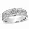 Thumbnail Image 0 of Men's 0.16 CT. T.W. Diamond Wedding Band in 10K White Gold