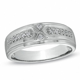 0.16 CT. T.W. Diamond Wedding Band in 10K White Gold