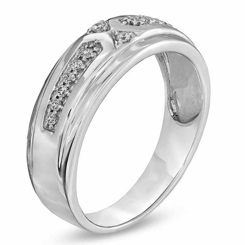 Main Image 2 of 0.16 CT. T.W. Diamond Wedding Band in 10K White Gold