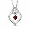 Thumbnail Image 1 of Heart-Shaped Garnet Motherly Love Pendant in Sterling Silver