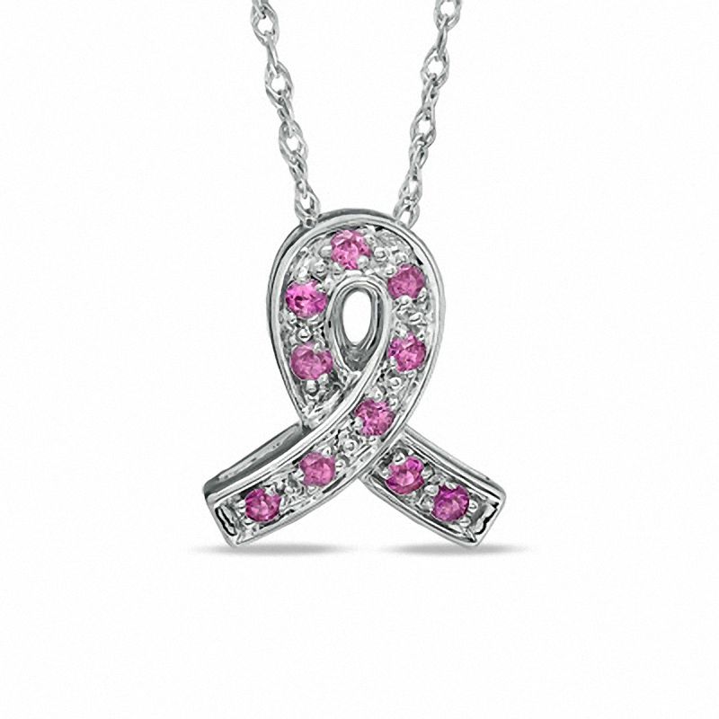 Pink Sapphire Ribbon Pendant in Sterling Silver
