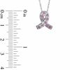 Thumbnail Image 1 of Pink Sapphire Ribbon Pendant in Sterling Silver