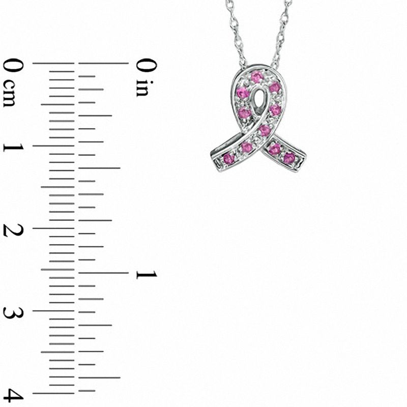 Main Image 2 of Pink Sapphire Ribbon Pendant in Sterling Silver
