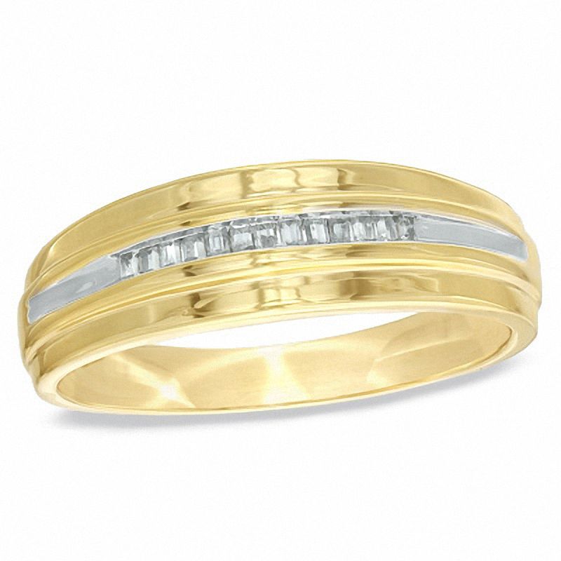 Men's 0.16 CT. T.W. Baguette Diamond Wedding Band in 10K Gold