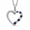 Thumbnail Image 0 of Journey Lab-Created Blue and White Sapphire Heart Pendant in 10K White Gold