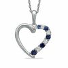 Thumbnail Image 1 of Journey Lab-Created Blue and White Sapphire Heart Pendant in 10K White Gold