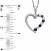 Thumbnail Image 1 of Journey Lab-Created Blue and White Sapphire Heart Pendant in 10K White Gold