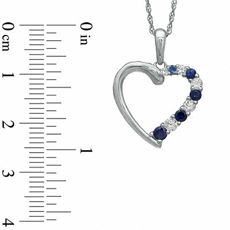 Journey Lab-Created Blue and White Sapphire Heart Pendant in 10K White Gold