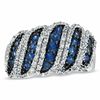 Thumbnail Image 0 of Blue Sapphire and 0.36 CT. T.W. Diamond Band in Sterling Silver