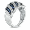 Thumbnail Image 1 of Blue Sapphire and 0.36 CT. T.W. Diamond Band in Sterling Silver