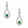 Thumbnail Image 1 of Lab-Created Emerald and 0.20 CT. T.W. Diamond Drop Earrings in Sterling Silver