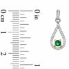 Thumbnail Image 2 of Lab-Created Emerald and 0.20 CT. T.W. Diamond Drop Earrings in Sterling Silver