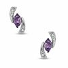 Thumbnail Image 1 of 5.0mm Oval Amethyst and Diamond Accent Boomerang Earrings in 10K White Gold